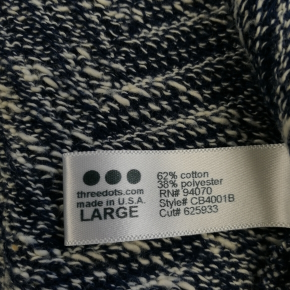 Three Dots 3/4 Sleeve Navy Blue Blouse Size L - Picture 4 of 6